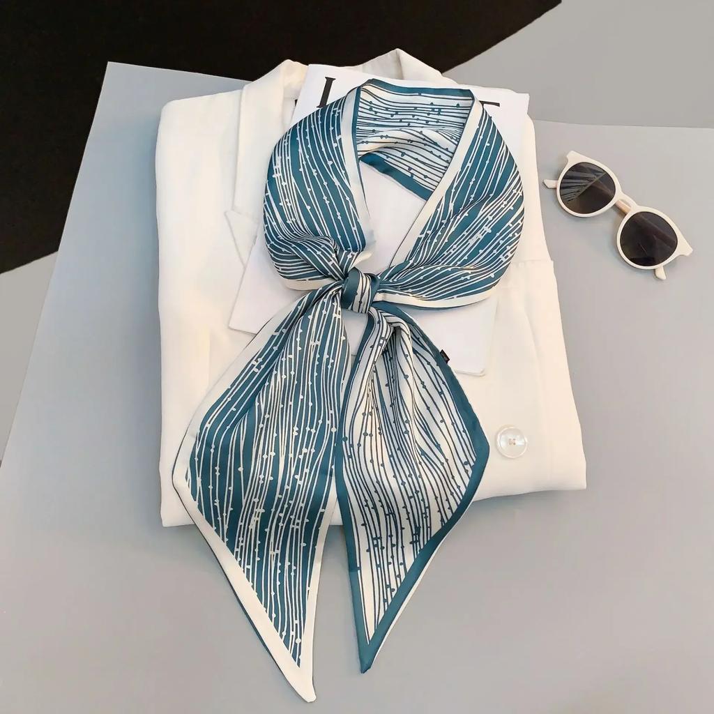 Luxury Design Zebra In Flowers Women Scarf Luxury Silk Scarf Fashion Hair Headband Foulard Skinny Bag Scarves Neckerchief Lady