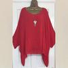 Women's Big Size Loose Cotton Linen Nine Sleeve Top T-Shirt