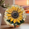Vintage Sunflower Wreath Metal Wall Art Decor - Waterproof, Durable, and Easy-to-Install Aluminum, Pre-Drilled Holes Decoration