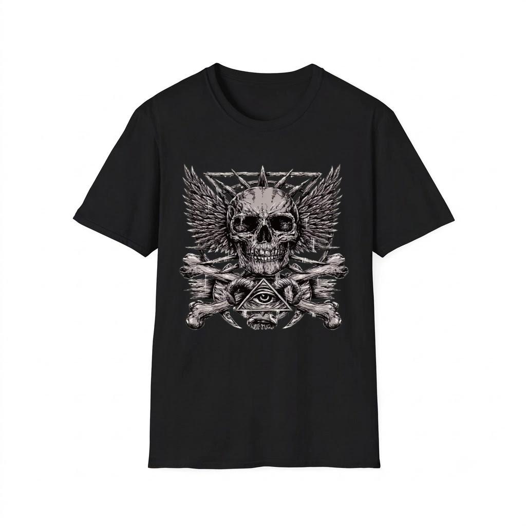 SKULL CROSSED BONES WINGS Eye Providence Illuminati T-Shirt S to 4XL