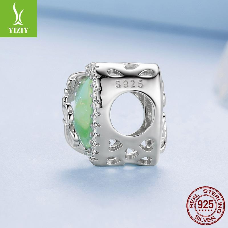 Love Four-Leaf Clover S925 Silver Beads Loose Beads, Small Fresh Heart-Shaped Diy Beaded Jewelry Accessories