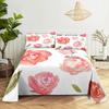 Pink Floral Bed Sheet Set Pillowcase Bedding Linens Cover Flower Queen King Twin Full Size for Single Double Bed Soft Thin