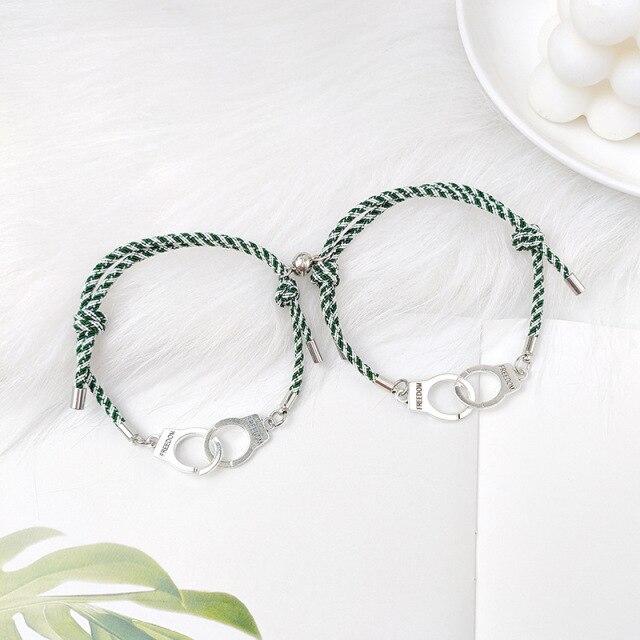 2шт Магнитный Парный Браслет Наручники Braclet Регулируемый Соответствующий Браслет Влюбленных Подарок На День Святого Валентина Пара Brazalete