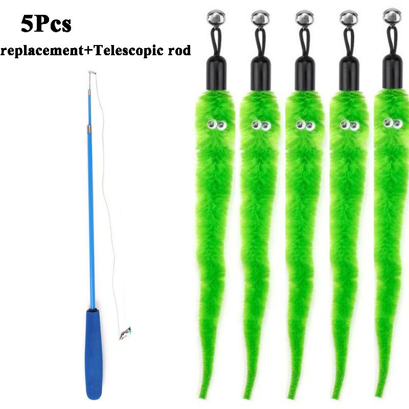 Замените плюшевые аксессуары для кошек, червяков, сменную голову, забавную кошачью палочку, игрушки для домашних животных 5/10/6/11 шт.