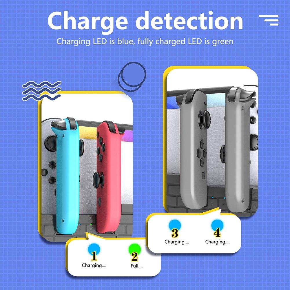 Зарядная док-станция контроллера Switch, совместимая с Nintendo Switch и моделями Joycon с OLED-дисплеем, модернизированная 8 игровыми хранилищами для Nintendo Switch Joycon