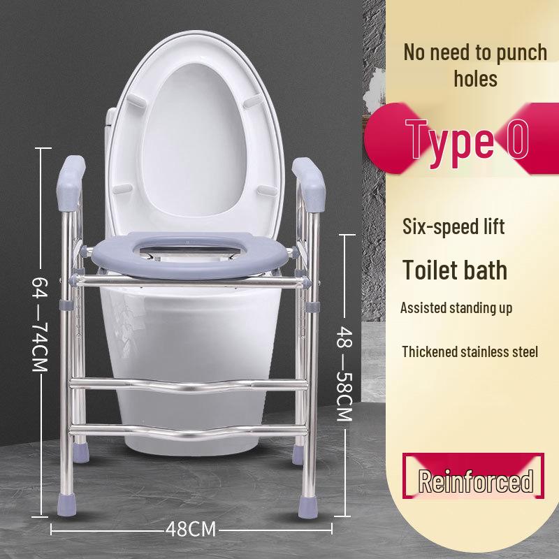 Elderly Toilet Riser Frame with Raised Armrests and Squatting Pan