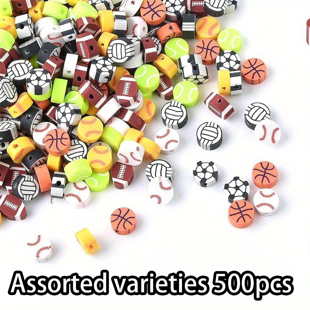 12/24/36 Sports Mud Beads, Sports Beads, Jewelry, Sports Ball Beads, Baseball, Softball, Football Beads, Keychain, Round Beads, DIY Crafts Bracelet