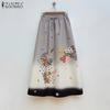ZANZEA Women Casual Elastic Waist Loose Print Long Skirts