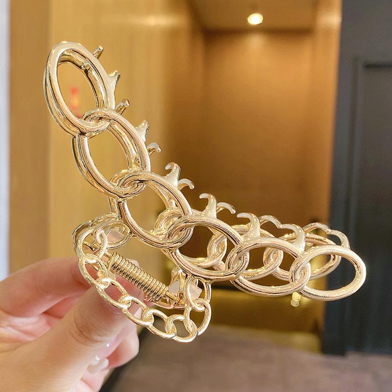 Korean Instagram large shark clip metal clip back head tray hair clip with all out side clip face wash hair accessories