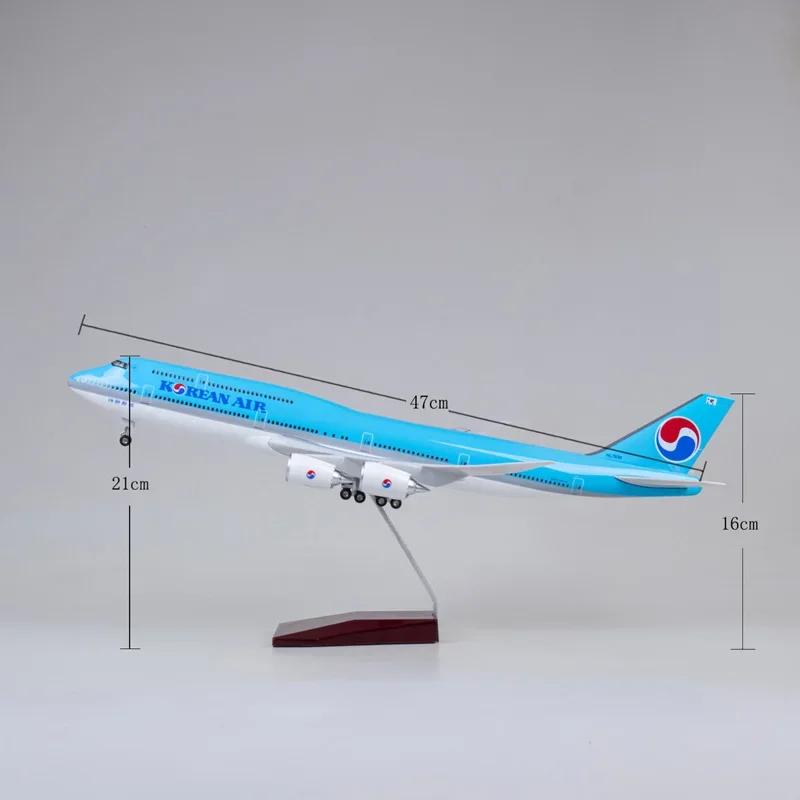 Новый 1/160 Самолет Korean Air 747 B747-8 Авиакомпания Гражданский Авиалайнер Модель Светодиодная Подсветка Шасси 47СМ Модель Самолета Подарки Дисплей