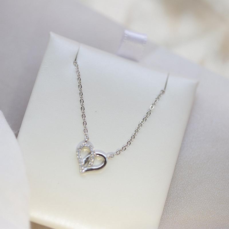 Японское ожерелье с бриллиантами Love, цепочка на ключицу, легкое, роскошное, в форме сердца, для женщин