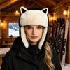 Зимние подарки для женщин Шапка-ушанка Теплая с защитой ушей Милый котик Плюшевая Уютная на подкладке Ветрозащитная Шапка-ушанка Для холодной погоды Катания на лыжах
