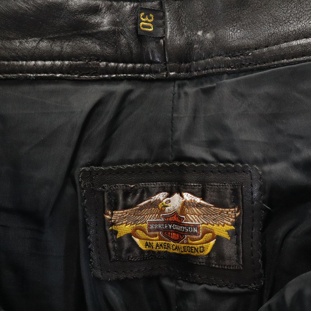 Harley Davidson 90-е Старые кожаные брюки W30 черные Мотоциклетная одежда Мужские Б/У