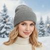 Acrylic Fibre Knitted Brimless Hat with Rhinestones Decors Winter Warm Skull Cap For Women Teens Girl Daily Outfit
