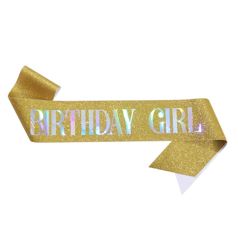 Пояс для именинницы, пояс для дня рождения для женщин, блестящий пояс с разноцветной фольгой, сувениры для вечеринок на 16-летие, 18, 21, 30 или любую вечеринку в честь Дня Рождения