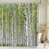 Высококачественная тканевая шторка для душа из березового леса, водонепроницаемая, с принтом природного ландшафта, занавески для ванной комнаты для декора ванной комнаты с крючками