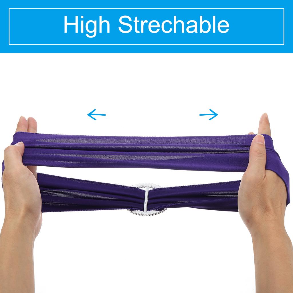 Chair Bows Sash 50pcs Stretch Chair Cover Band Elastic Chair Tie with Silver Buckle Slider for Party Wedding Banquet Decoration