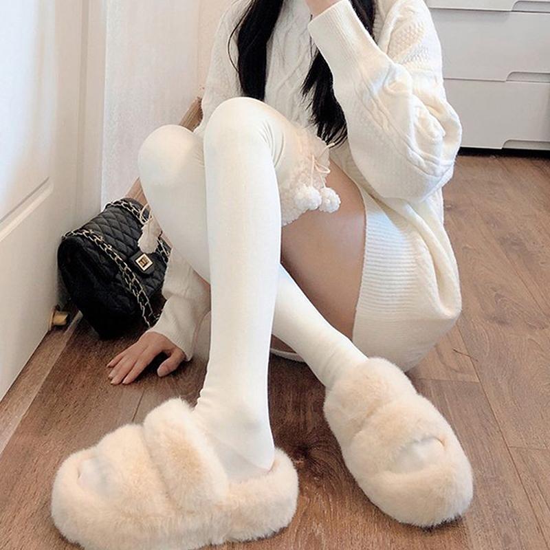1Pair Thigh High Stockings For Women Trendy Casual Over The Knee Female Long Socks Thermal Warm Cotton Tall Tube Leggings