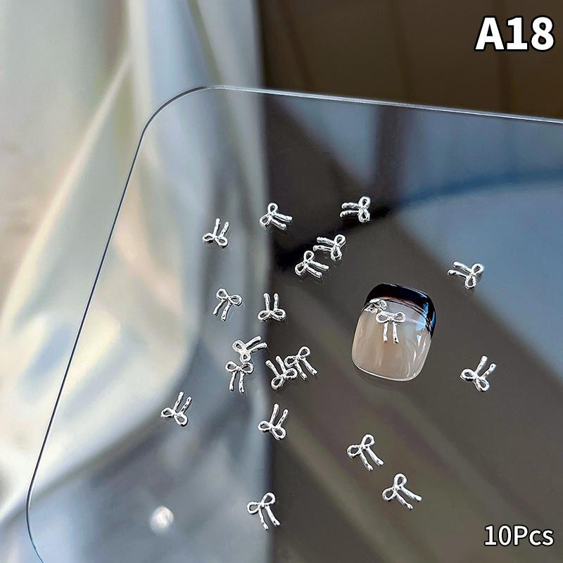 10 шт. роскошных кавайных бантиков для ногтей, 3D японский сплав, галстук-бабочка, украшения для ногтей, стразы, аксессуары для самостоятельного изготовления