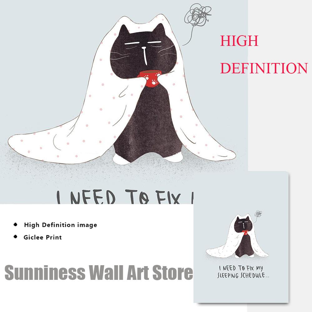 Забавные черные кошки настенные художественные принты оставайтесь дома любите себя цитаты плакаты картины на холсте для гостиной домашний декор