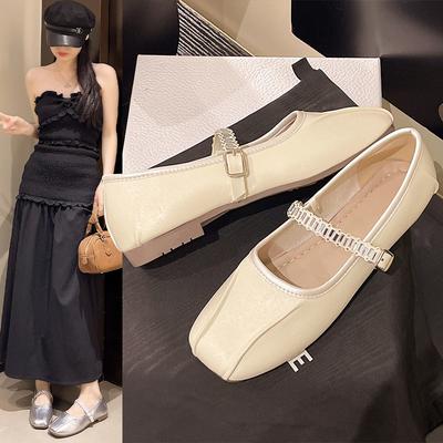 Туфли Мэри Джейн на плоской подошве со стразами, женские летне-осенние новые туфли с квадратным носком и неглубоким вырезом, женские туфли Доудоу