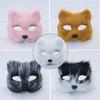 1Pc Halloween Cosplay Party Costume Diy Accessories Faux Fur Fox Mask Furry Half Face Animal Simulated Cat Mask