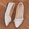 Fashion New Women's Shoes Fashion Pearl Soft Leather Comfortable Flats Pointed Solid Color Shallow Mouth Single Shoes Zapatos De Mujer