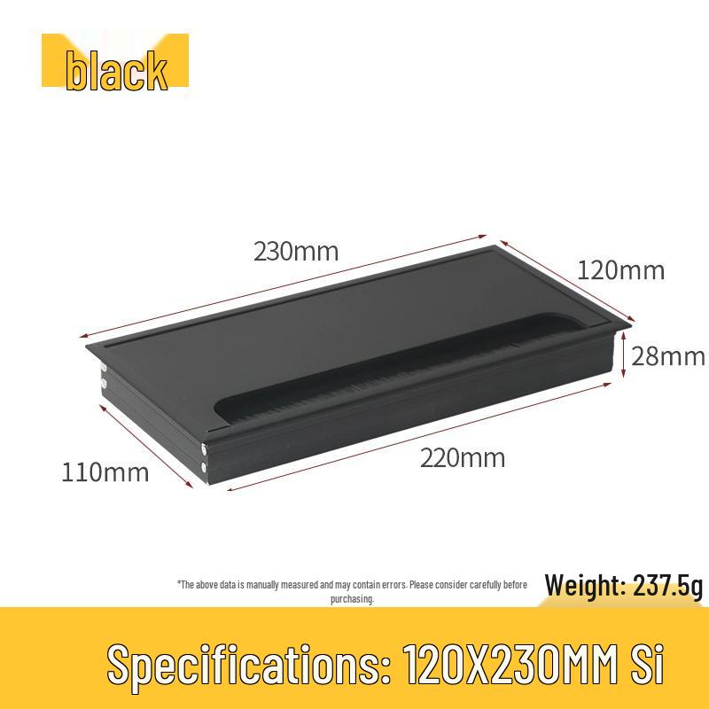 Desktop Cable Management Box: Flip-up Cover for Desk Cable Hole - Wire Pass-through and Decorative Rectangular Plate