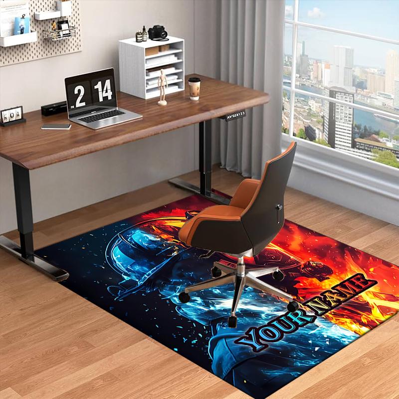 1PC Custom Name Firefighter's Courage Theme Floor Mat Ideal for Living Room, Game Rooms, Office, Bedroom, Floor Mat Playful Design