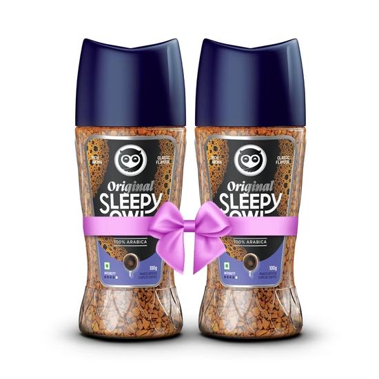 Комбо банка растворимого кофе Sleepy Owl|100% зерна арабики|Оригинальный вкус|Сублимированный|Упаковка из 2 штук|1,1 килограмма