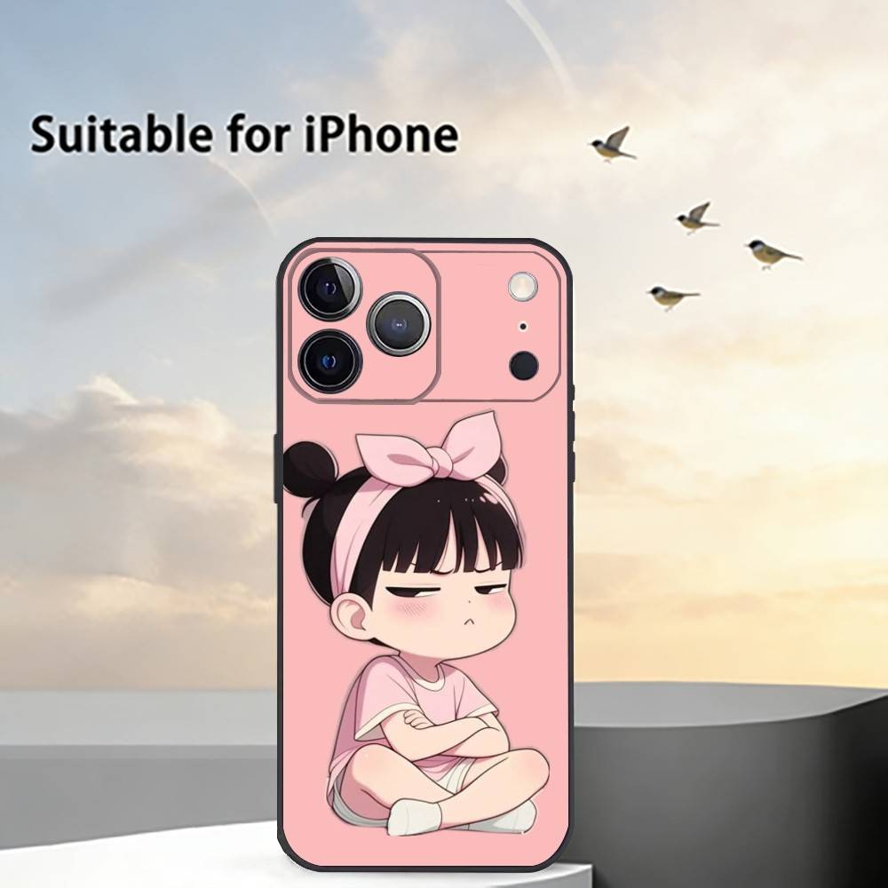 Cute Angry L-Little Girl Phone Case For iPhone 17, 16,15,14,13,12,11 Plus,Pro Max, Others Soft Black Cover