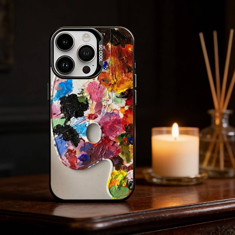 Watercolors Set Paint Palette Phone Case For iPhone 17 16 15 14 13 12 11 Pro Max Plus Silver Matte Black Cover