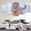 5 Pieces Canvas Wall Arts Animals Poster And Picture Painting  Siberian Tiger Snow Winter Wallpaper Home Decor Living Room Mural