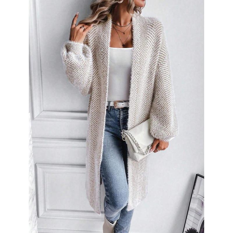 Plus Size Mid-Length Knit Cardigan D79853