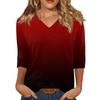 Женская модная повседневная свободная футболка с v-образным вырезом и рукавами 3/4 с принтом, женский топ