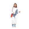 Women Two Piece Sets Tracksuit Autumn Jeans Splicing Hooded Top Sweatshirts Pocket Jogger Pants Suit Loose Female Office Lady