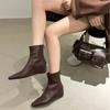 Остроносые короткие ботинки женские 2025 осень и зима новые простые женские ботинки короткие ботинки французские тонкие ботинки фрукт 665-2