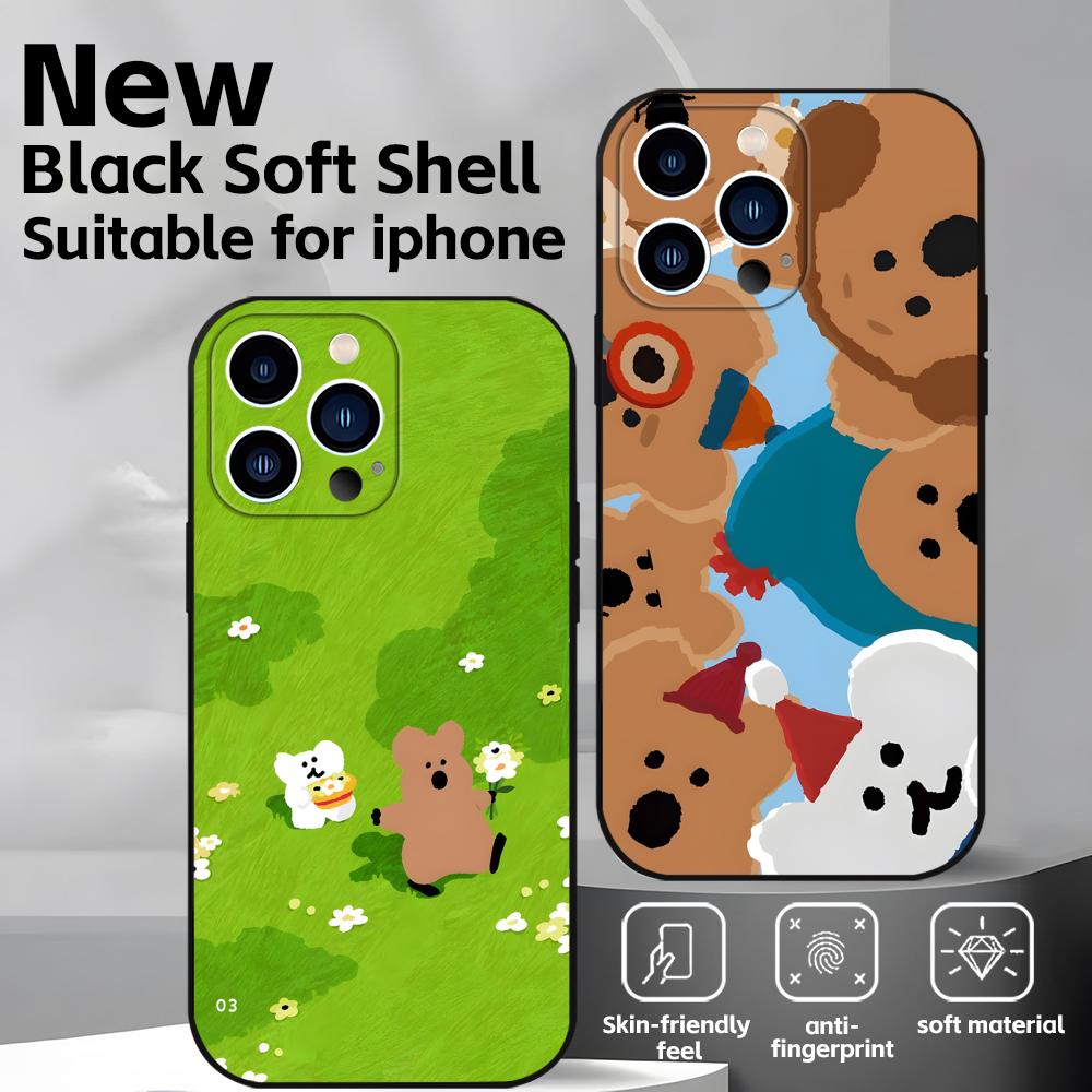 Cute D-Dinotaeng Phone Case For iPhone17 16 16e 15 14 13 12 11 Plus Mini Pro Max Soft black Shockproof Cover