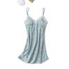 Autumn new pajamas women's chest pad ice silk suspender nightgown silk pajamas women's pure desire nightgown two-piece set summer