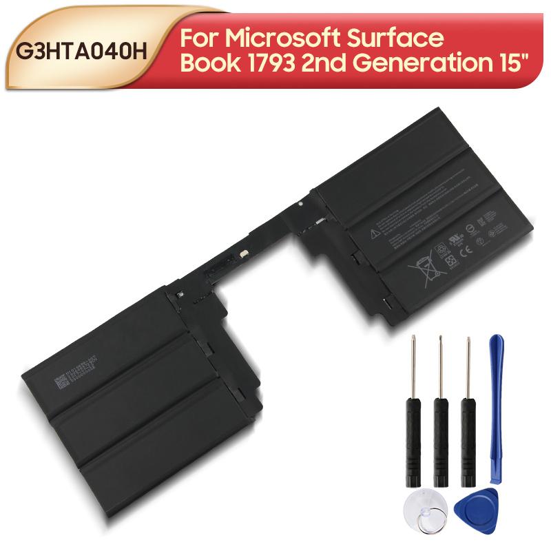 Rechargeable Lithium Battery For Microsoft Surface Book 2 2nd Gen 15" 1793 Keyboard G3HTA040H G3HTA041H Battery