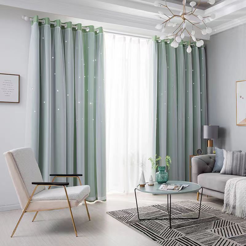 Затемняющие шторы для гостиной, звездные полые украшения, тканевые шторы для окон, тюль, двухслойные занавески для спальни, домашний декор