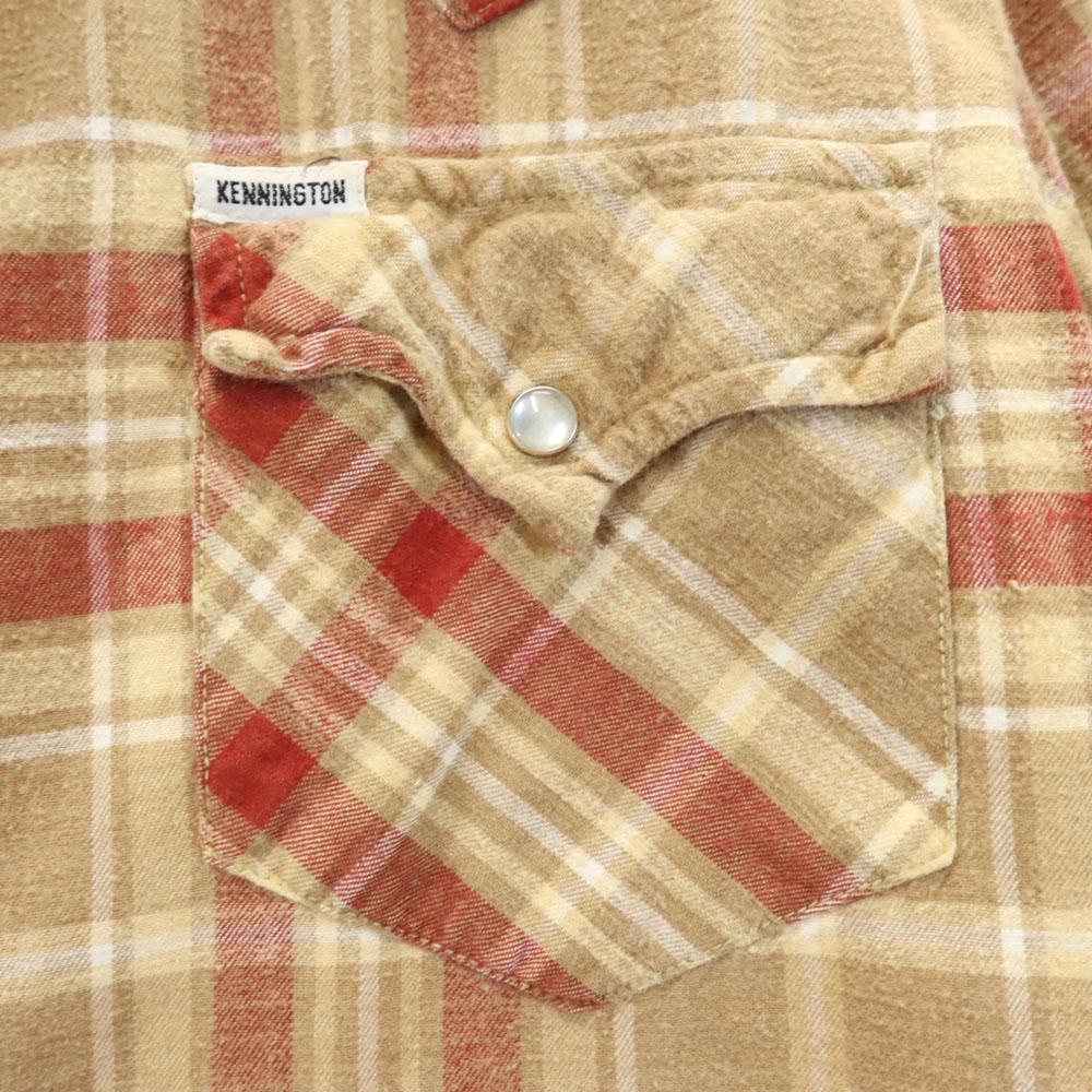 KENNINGTON 70s 80s vintage check Long sleeve Western shirt L Brown Men's Used