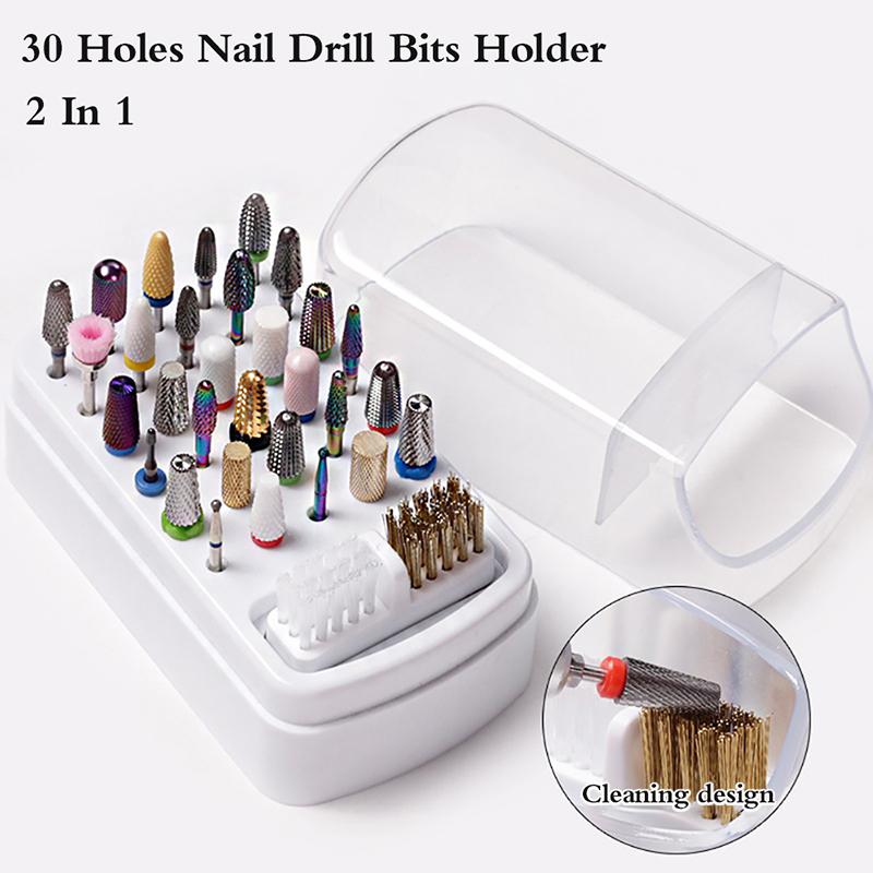 30 Holes Nail Drill Bits Holder For Acrylic Nail Drill Bits Storage Nail Tools W