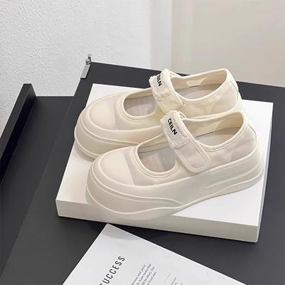 [Fanfna] Дышащие новые туфли Мэри Джейн на платформе весна-лето 2025, туфли с большой головой, на подошве-маффин, маленькие белые туфли, женский тренд