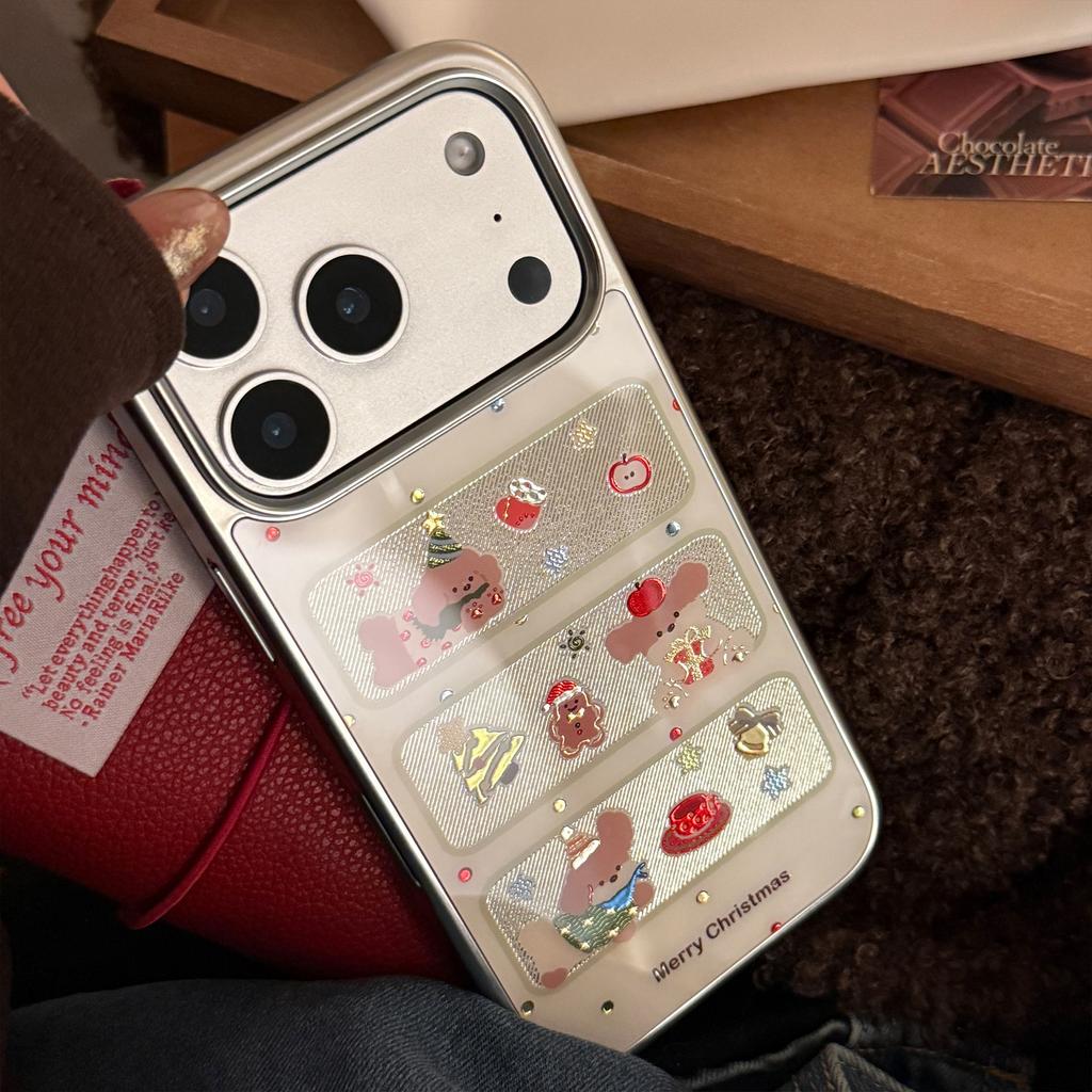 Окно Рождественский щенок Подходит для Apple 17promax Чехол для мобильного телефона для Iphone16 Гальваническое покрытие 14 Позолоченный Милый 13 для Huawei