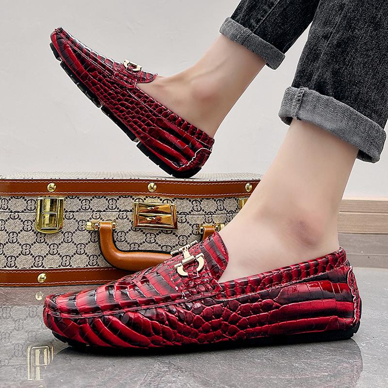Hot Sale Loafers Fashion All-match Gentleman Shoes Crocodile Pattern Mens Slip On Walking Shoes Male Comfortable Casual Shoe