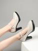 Ankle Strap Thick Heels Pumps for Women 2024 Pu Leather Office High Heeled Shoes Woman's Elegant Platform Mary Jane Shoes Casual