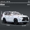 1/18 Lexus LX570 SUV Sport Toy Car Diecast Metal Model Miniature Pull Back Sound Light Doors Openable Collection Gift for Kids