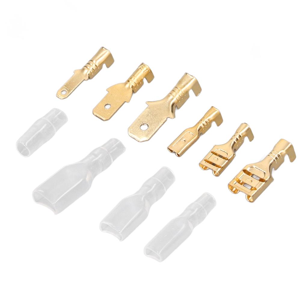 600PCS Brass Crimp Terminal Connector Male Female Brass Spade Connector with Transparent Sheath