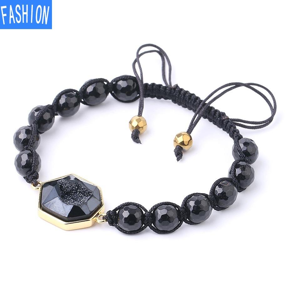 Натуральный кристалл 8 мм, бусина, аметист, черный турмалин, граненый кварцевый кластер, подвеска, браслет ручной работы, браслет в национальном стиле